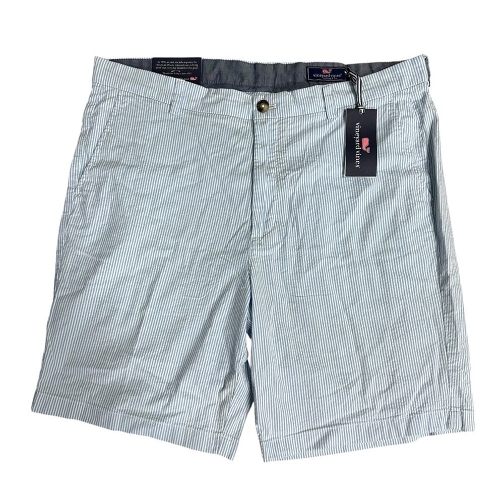 NEW Vineyard Vines 9" Seersucker Breaker Shorts in Bayside Blue Size 38 - Picture 1 of 5